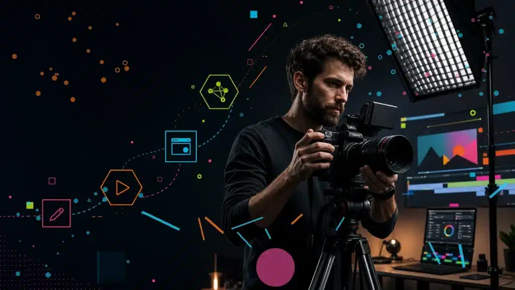 Imagen destacada de un profesional audiovisual en estudio creativo para el anuncio de la incorporación de John a NoSoloWebs.